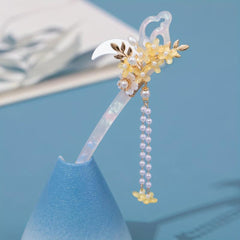 Vintage Osmanthus Hairpin with Tassel for Ladies Dress Up