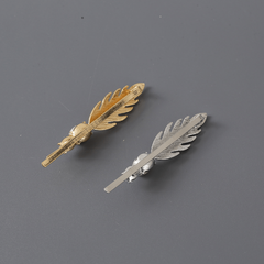 Alloy Leaf Hair Pin with Faux Pearl Rhinestones