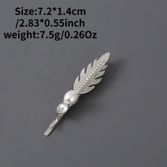 Alloy Leaf Hair Pin with Faux Pearl Rhinestones