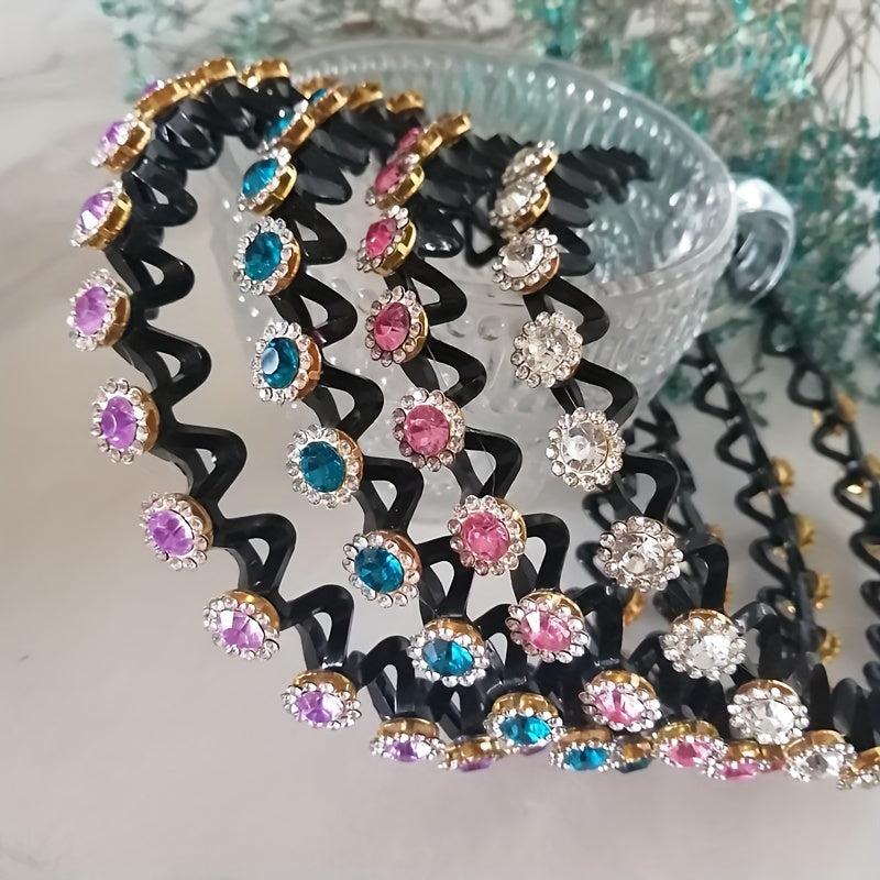 Colorful Rhinestone Hair Band Wavy Headband