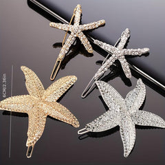 Starfish Shaped Rhinestone Hair Clip for Women Girls