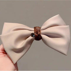 Bow & Rhinestone Decor Hair Clip French Barrette Headwear