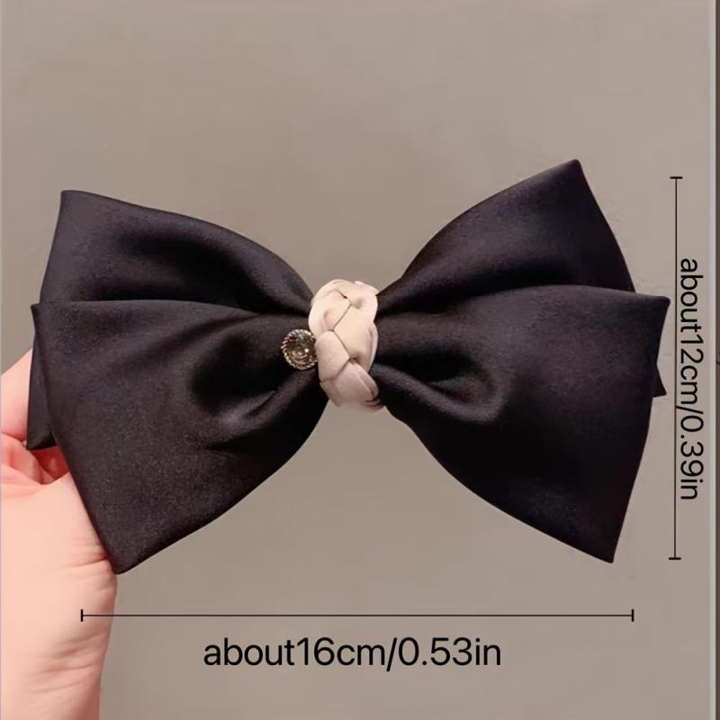 Bow & Rhinestone Decor Hair Clip French Barrette Headwear