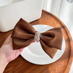 Bow & Rhinestone Decor Hair Clip French Barrette Headwear