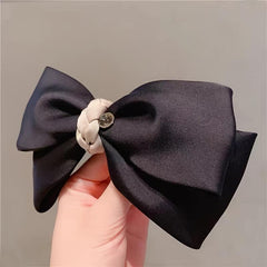 Bow & Rhinestone Decor Hair Clip French Barrette Headwear