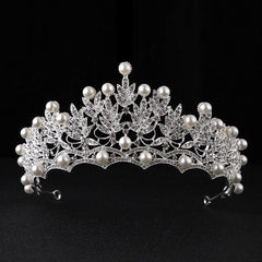 Faux Pearl Crystal Crown Hairband Headband Bridal Wedding Party