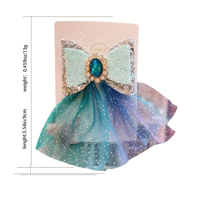 Baby Girls Bow Hair Clip Gradient Duck Billed Clip Glitter Princess Hair Clip