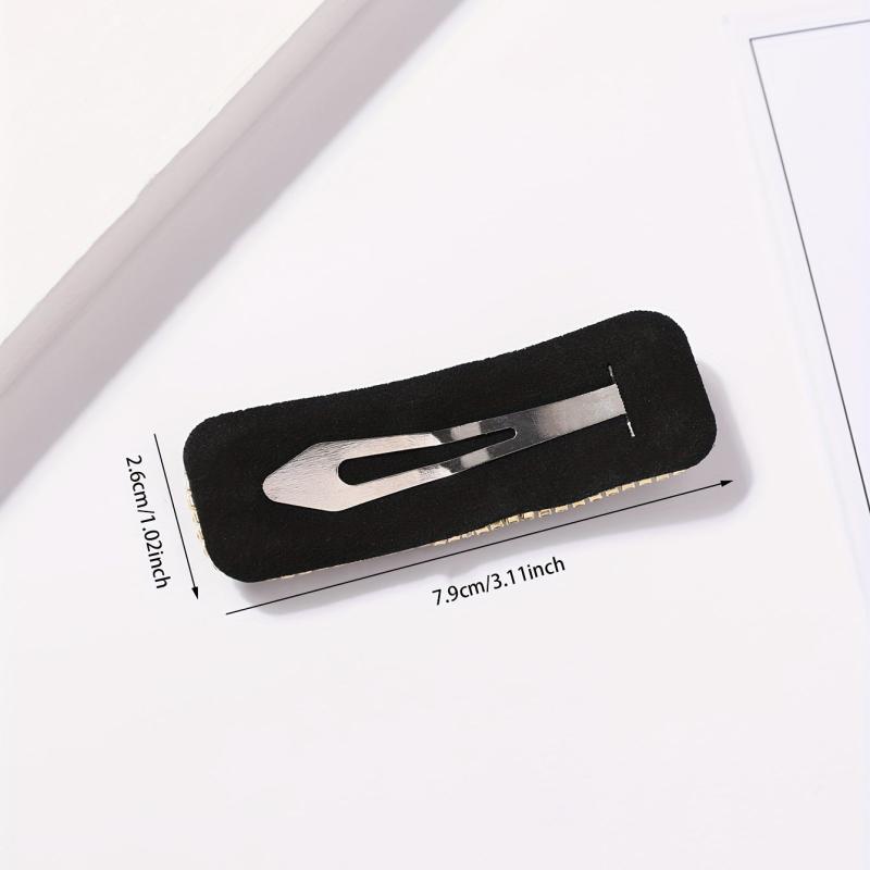 Rhinestone Snap Clip Rectangle Glitter Hair Clip for Women Girls Hair Bang