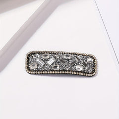 Rhinestone Snap Clip Rectangle Glitter Hair Clip for Women Girls Hair Bang