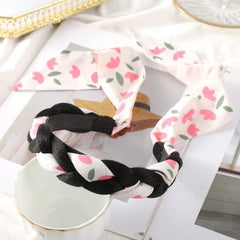 Floral Print Headband Sweet Headdress Style Head Hoop for Women Girls