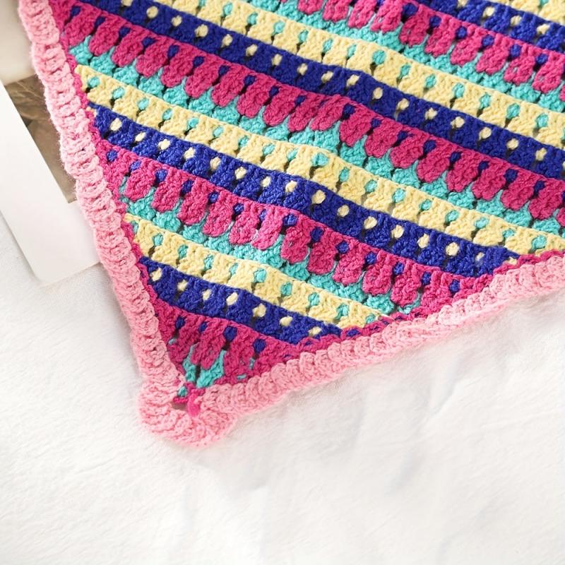 Boho Crochet Flower Bandana Colorful Hair Headscarf Turban