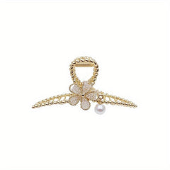 Alloy Hair Claw Clip Beaded Flower Faux Pearl Hair Claw Nonslip Shark Claw