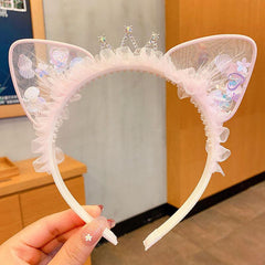 Pink Spring Princess Headband Rabbit Ears Non-slip Girls Hair Accessories