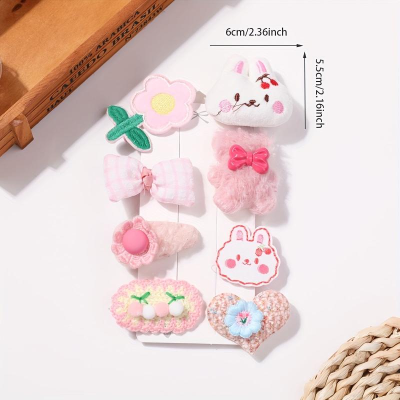 Plush Cartoon Rabbit Flower Hair Clip For Girls Baby