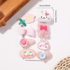 Plush Cartoon Rabbit Flower Hair Clip For Girls Baby