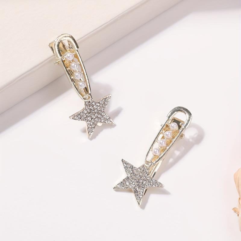 2pcs Rhinestone Star Hair Clips for Women Girls