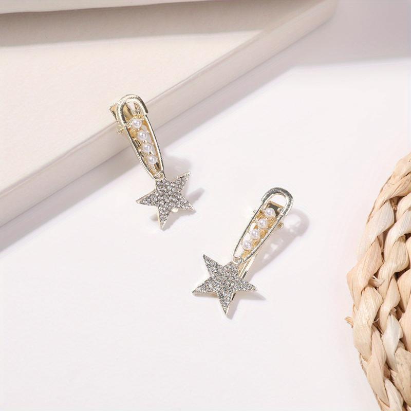 2pcs Rhinestone Star Hair Clips for Women Girls