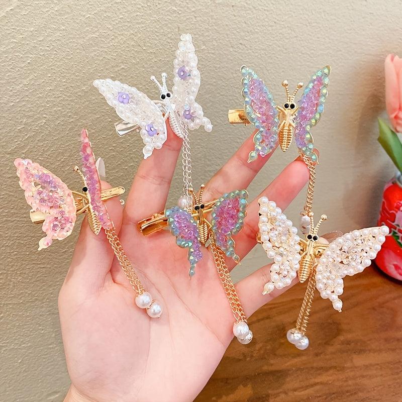 Metal Butterfly Hair Clips Glitter Hairpin Rhinestone Long Hair Clip