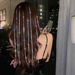 Rhinestone Chain Tassel Hair Clips Headband Hair Accessory for Women