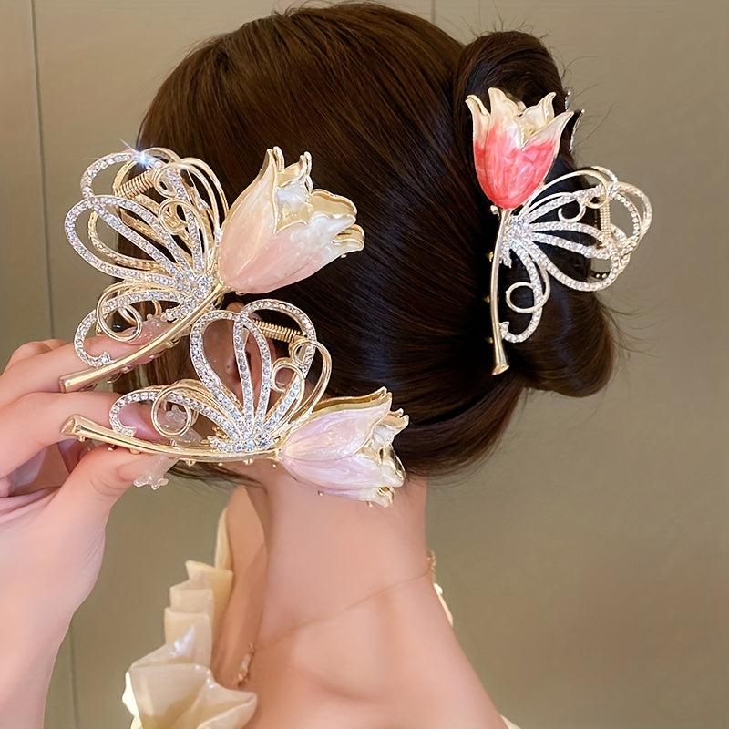 Rhinestone Butterfly Hair Clip Alloy Hair Claw Headwear Accessories