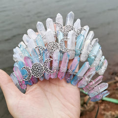 Moon Crystal Crown Tiara Celestial Wedding Crown Magical Headpiece