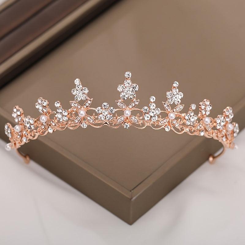 Vintage Golden Bride Queen Crown Princess Headwear Rhinestone Headband