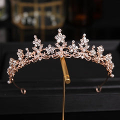 Vintage Golden Bride Queen Crown Princess Headwear Rhinestone Headband