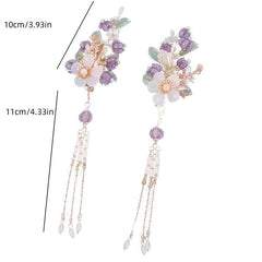 2PCS Vintage Hair Clip Chinese Style Hair Clip With Beads Tassel