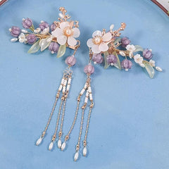 2PCS Vintage Hair Clip Chinese Style Hair Clip With Beads Tassel