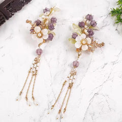 2PCS Vintage Hair Clip Chinese Style Hair Clip With Beads Tassel