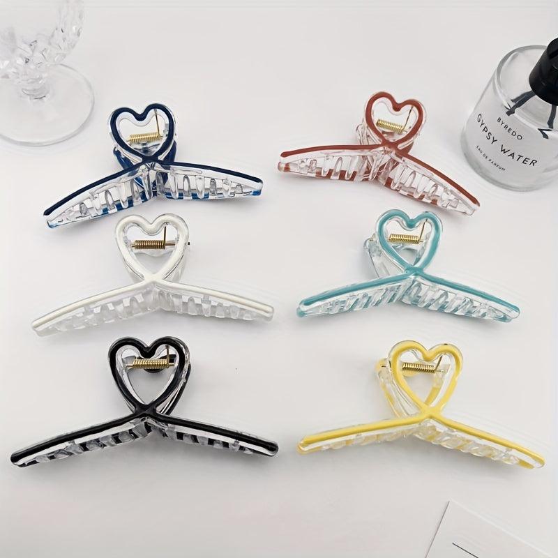 Heart Shape Cross Hair Claw Shark Claw Enamel Hair Clip