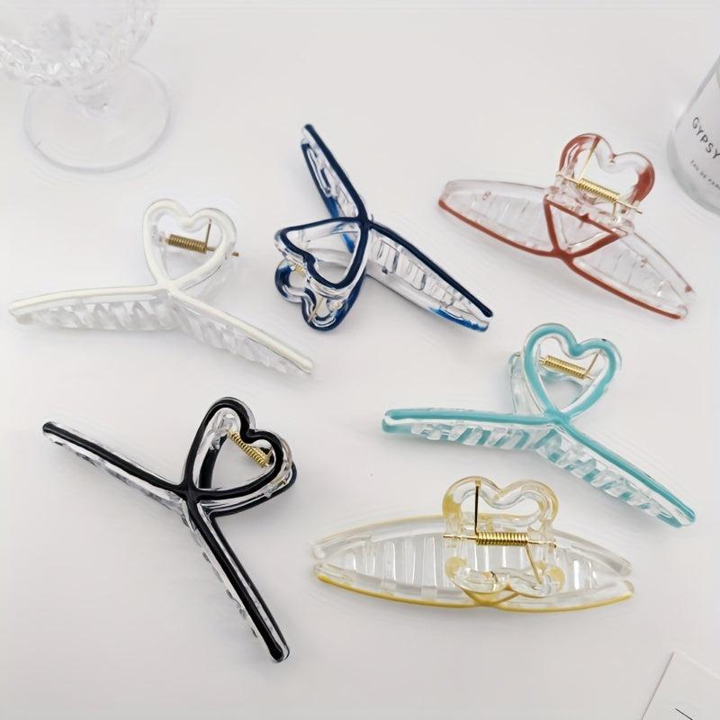 Heart Shape Cross Hair Claw Shark Claw Enamel Hair Clip