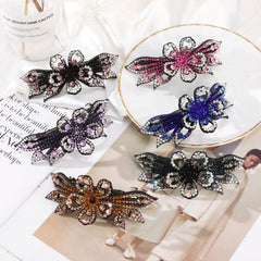 Rhinestone Flower Hair Clip French Barrette Headwear