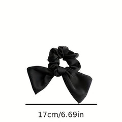 Solid Bow Hair Tie Elastic Scrunchie Ponytail Hair Rope