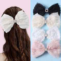 Sweet Fabric Bowknot Hair Clip for Side Hair Bun
