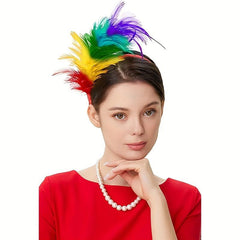 Rainbow Faux Feather Headband Women Girls Birthday Party Hair Accessories
