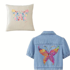 4pcs Butterfly Iron on Heat Transfer Patches DIY Clothing T Shirt Denim Jacket