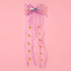 Mesh Bowknot Mushroom Pattern Hair Clip with Non-Slip Back