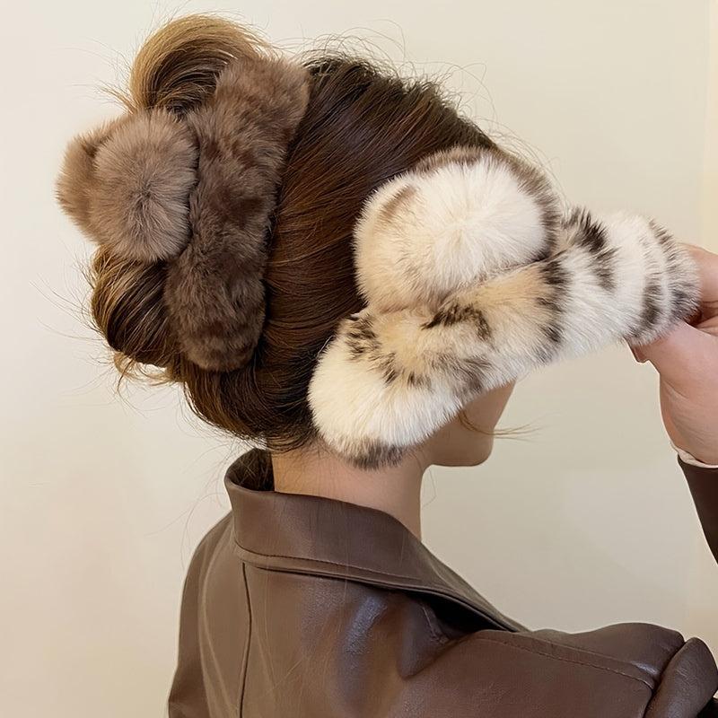 Large Plush Hair Claw Clips Faux Fur Hairpin Hair Barrette Hair Claws Clamps