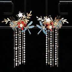 Hanfu Hair Clip Faux Pearl Butterfly Tassel Hairpin