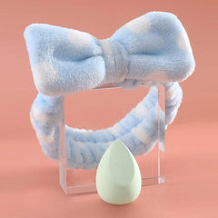 Bow Elastic Headband & Water Drop Makeup Sponge