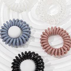 Spiral Coil Hair Ties for Thick Hair - Elastic Ponytail Holders - Waterproof