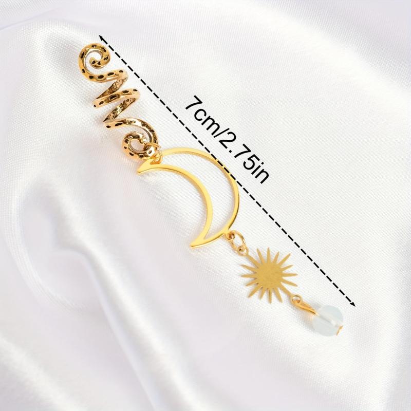 Natural Stone Sun Moon Bracelet Spiral Coils Hair Ring Jewelry