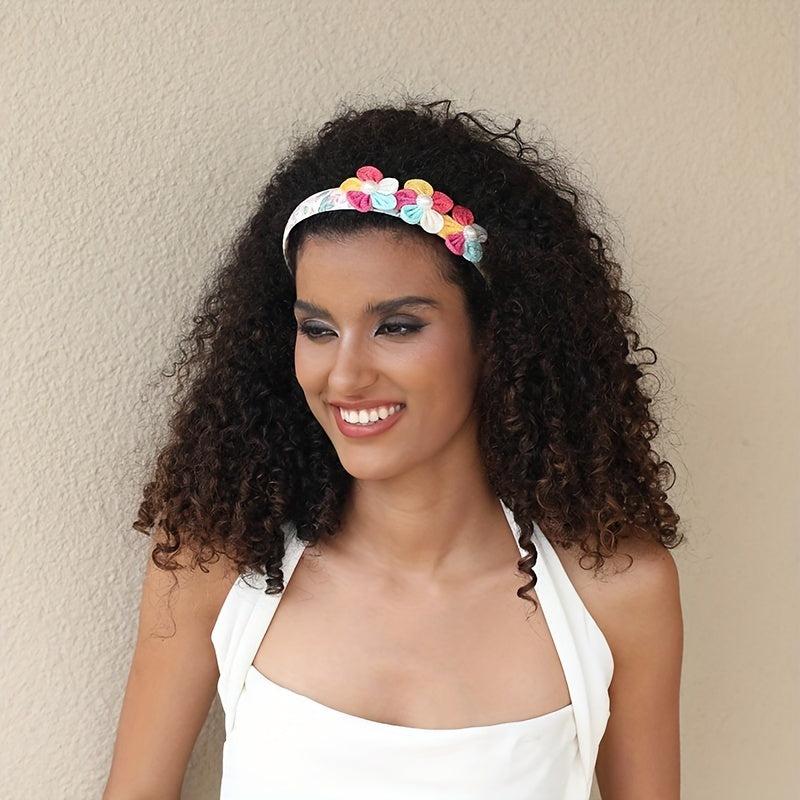 Flower Headband Hair Band Floral Print Head Hoop for Women Girls Party