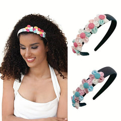Flower Headband Hair Band Floral Print Head Hoop for Women Girls Party