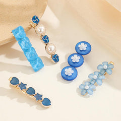 5pcs Heart Flower Faux Pearl Hairclip Set Party Hair Accessories Gift