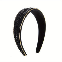 Glitter Rhinestone Headband for Women Wide Brim Headdress