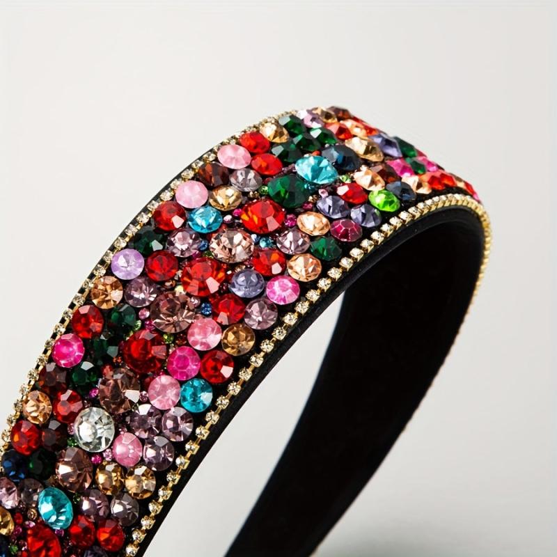 Glitter Rhinestone Headband for Women Wide Brim Headdress