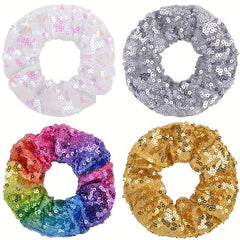 4pcs Large Glitter Sequin Hair Tie Y2K Hair Rope Hair Accessories