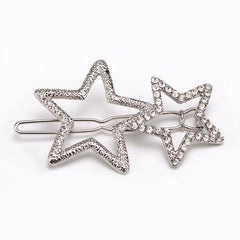 Star Rhinestone Hair Clip Silvery Metal Side Clip Hair Accessories For Women